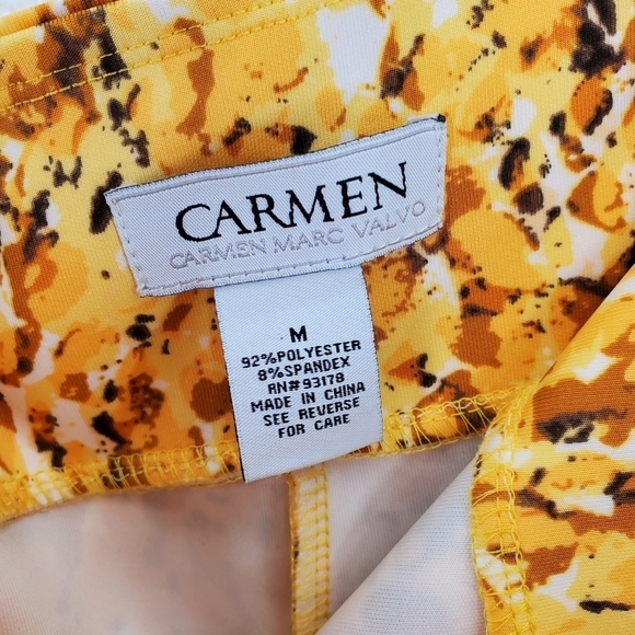 Carmen Marc Valvo Skirt M Floral Boho Chic Colorful Pencil Stretch Midi Cover - Picture 8 of 9